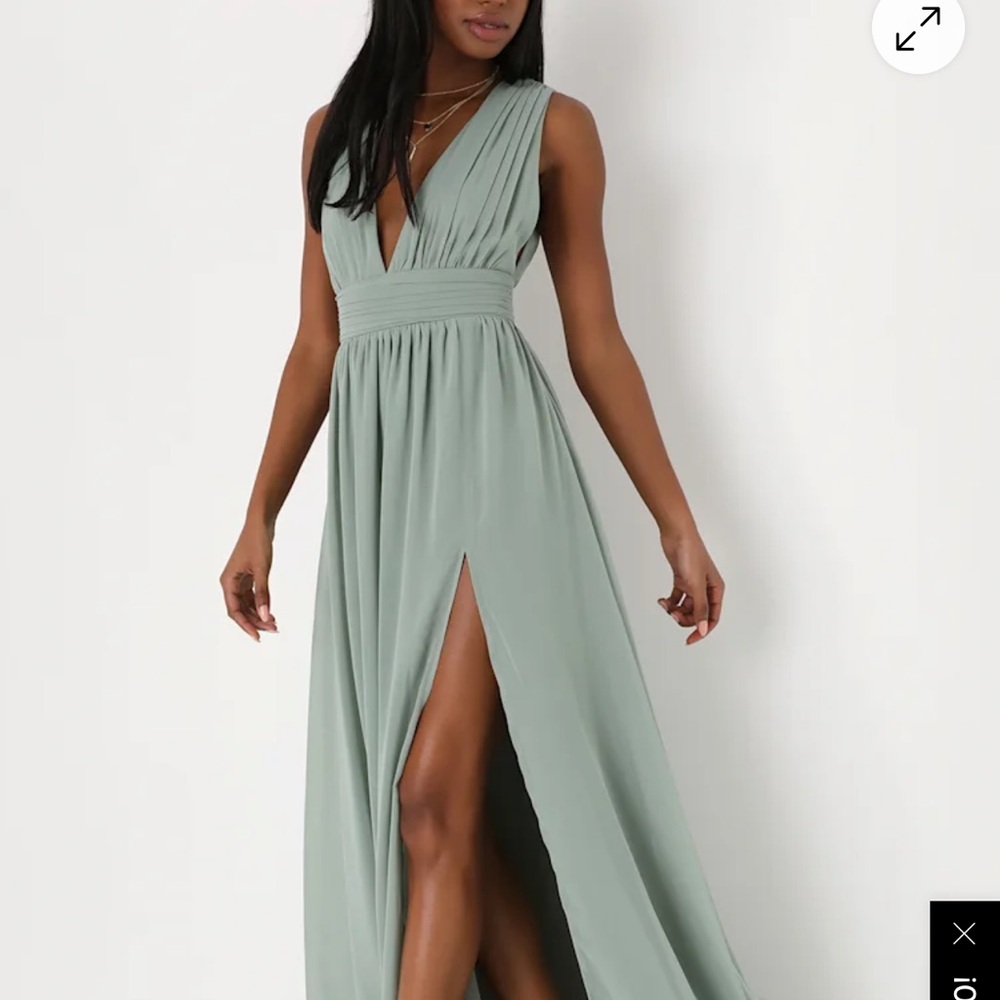 Lulu's Sage Green Maxi Dress with Slit